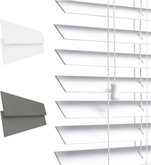 White Faux Wood Venetian Blinds with Strings, 50mm