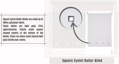 White Square Light Filtering Eyelet Roller Blinds