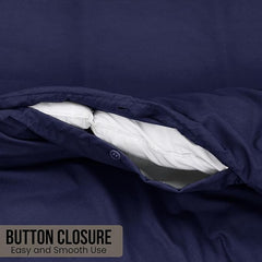 Microfiber Embroidered Bratta Duvet Cover Set Navy Whie 3