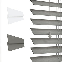 Grey Faux Wood Venetian Blinds with Strings, 50mm