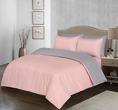 Microfiber Reversible Duvet Cover Set with 2 Pillowcases