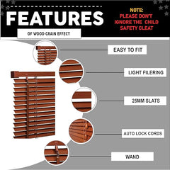 Walnut PVC Venetian Blinds 25mm - Wood Grain Look