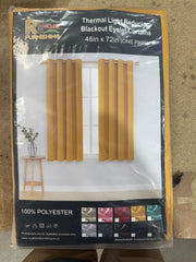 Ochre Microfiber Blackout Curtains – 2 Panels with Tie Backs (46"x72")