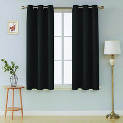 Black Microfiber Blackout Curtains – 1 Pair with Tie Backs (46"x 54")