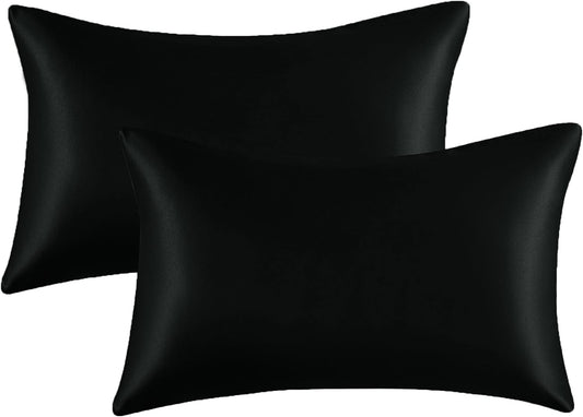 Silk Pillowcase 2 Pack - Skin Care Natural Hypoallergenic Envelope Closure Pillowcases Sets - Standard Size 50x75 cm