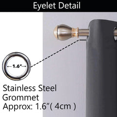 Eyelet top design of charcoal blackout curtains for easy hanging