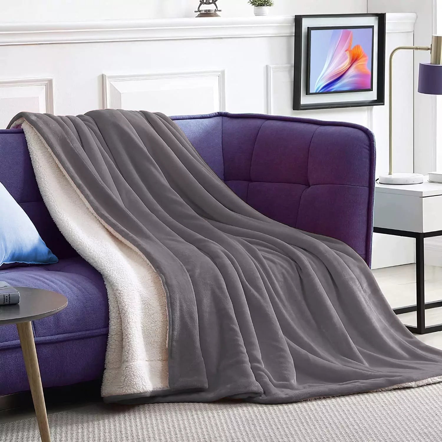 Sherpa Fleece Blanket dark grey