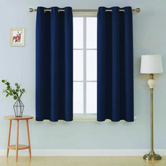 Navy Microfiber Blackout Curtains – 1 Pair with Tie Backs (66"x90")