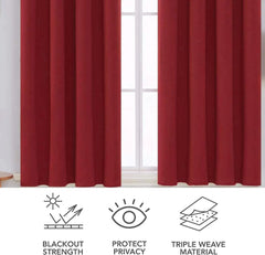 Soft microfiber fabric detail of red blackout curtains