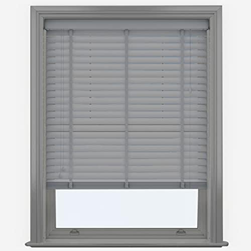 Grey Trimmable Wooden Faux Wood Venetian Blinds with Tape ( 50mm Slats )