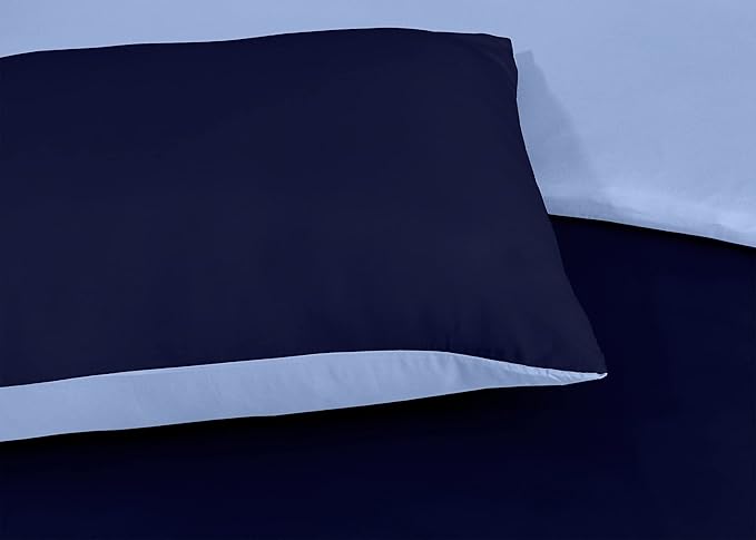 Microfiber Reversible Duvet Cover Set Navy/blue 1