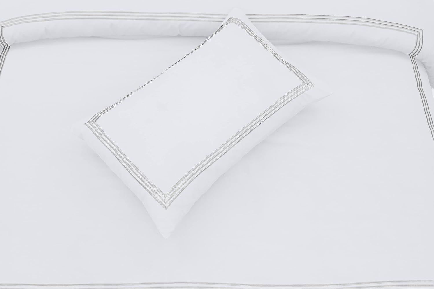 Microfiber Embroidered Bratta Duvet Cover Set White 2