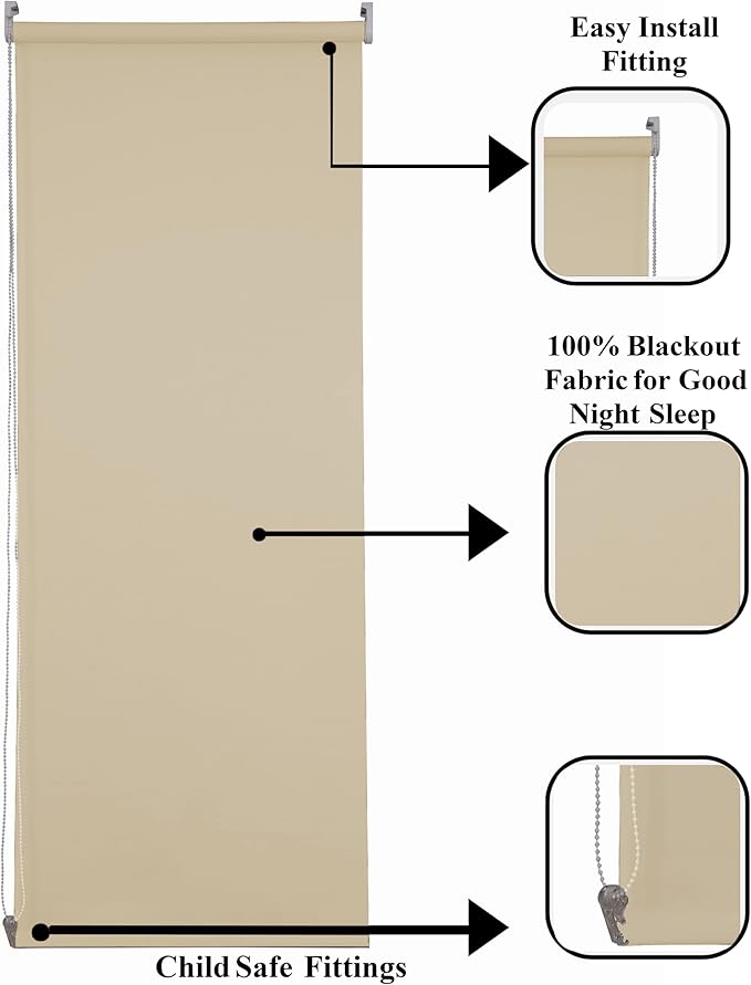 Cappuccino Thermal Blackout Roller Blind – UV Block