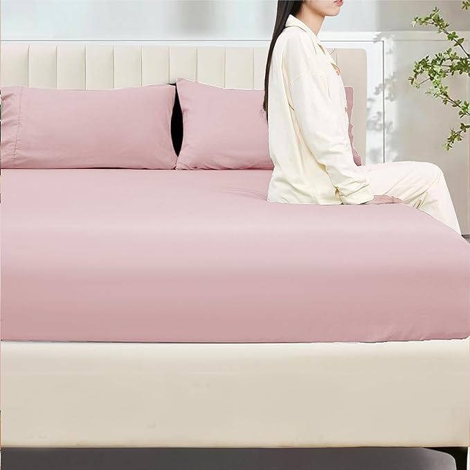 Fitted Sheet Cotton Blush Pink 1