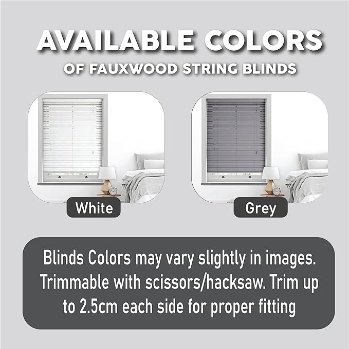 Grey Faux Wood Venetian Blinds with Tape, 50mm Slats