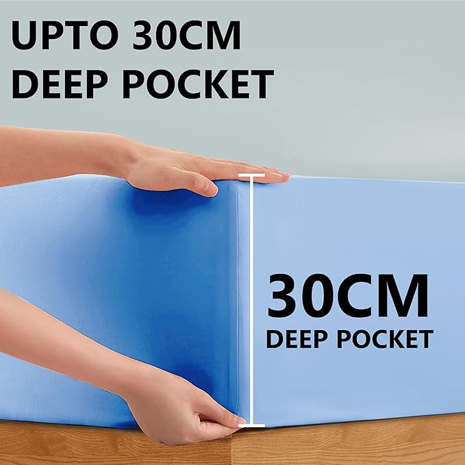 Fitted Sheet Cotton Light Blue 2