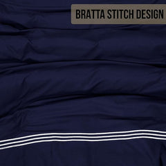 Microfiber Embroidered Bratta Duvet Cover Set Navy Whie 1