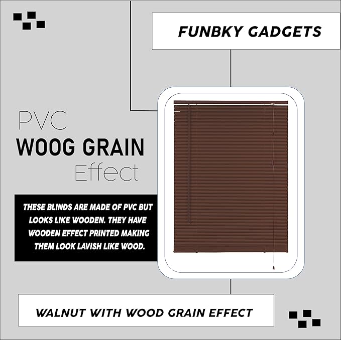 Walnut PVC Venetian Blinds 25mm - Wood Grain Look