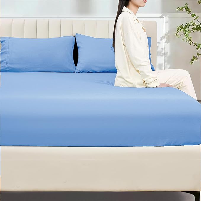 Fitted Sheet Cotton Light Blue 1