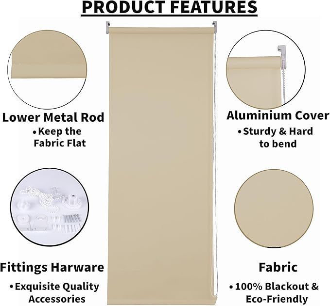 Cappuccino Thermal Blackout Roller Blind – UV Block