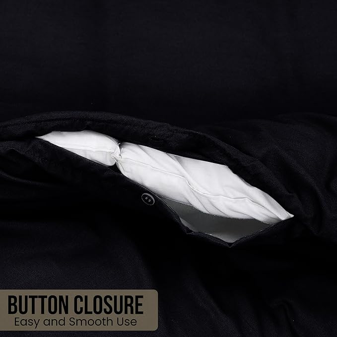 Microfiber Embroidered Bratta Duvet Cover Set Black 3
