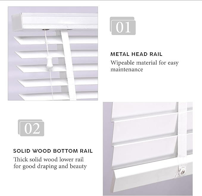 White Faux Wood Venetian Blinds with 50mm Slats