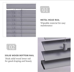 Grey Faux Wood Venetian Blinds with Tape, 50mm Slats