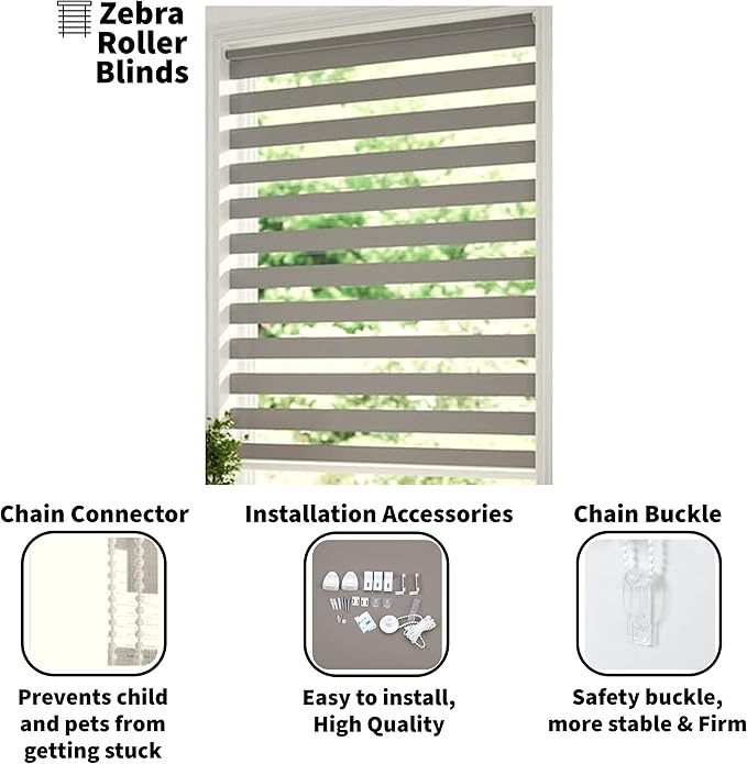 Grey Zebra Day & Night Roller Blinds – Light Control Shades
