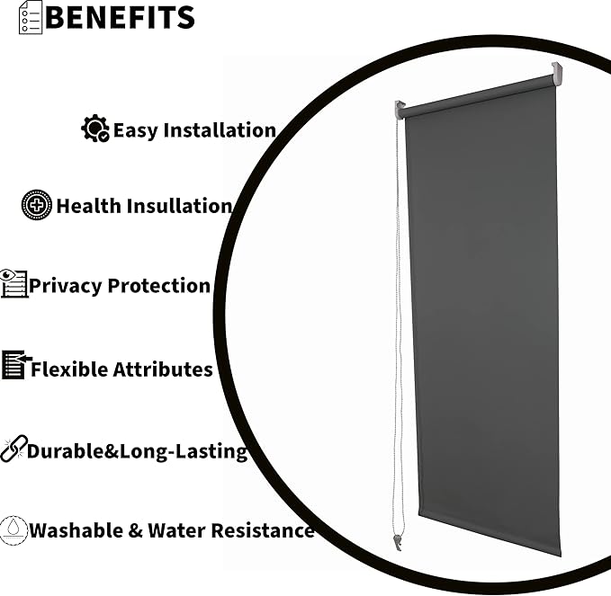 Dark Grey Thermal Blackout Roller Blind – UV Shield