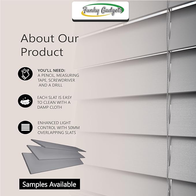 Grey Faux Wood Venetian Blinds with Tape, 50mm Slats