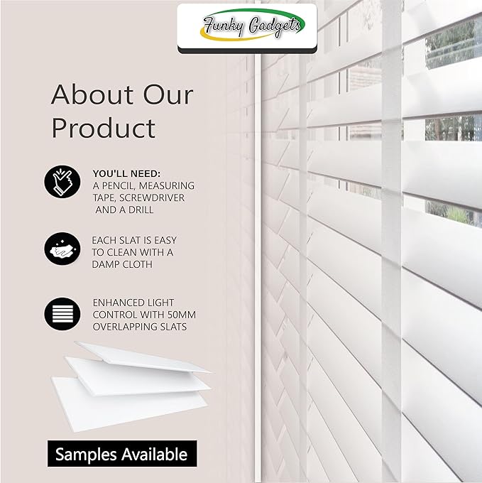 White Faux Wood Venetian Blinds with 50mm Slats