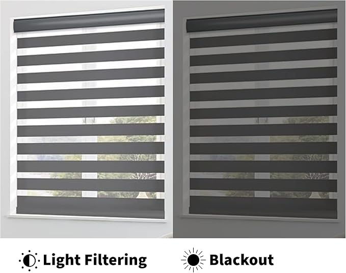 Grey Zebra Day & Night Roller Blinds – Light Control Shades