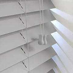 Grey Faux Wood Venetian Blinds with Tape, 50mm Slats