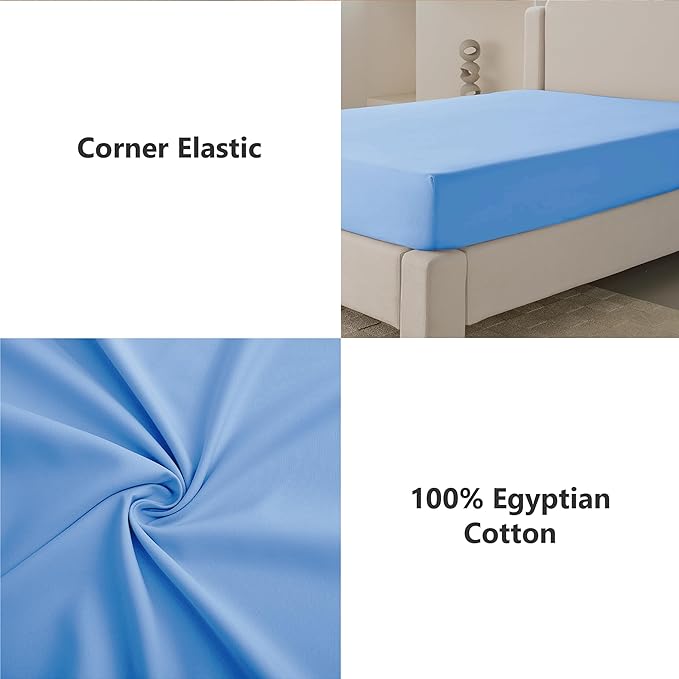 Fitted Sheet Cotton Light Blue 3