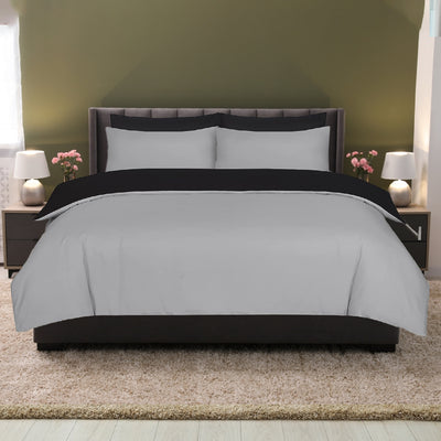 Microfiber Reversible Duvet Cover Set with 2 Pillowcases