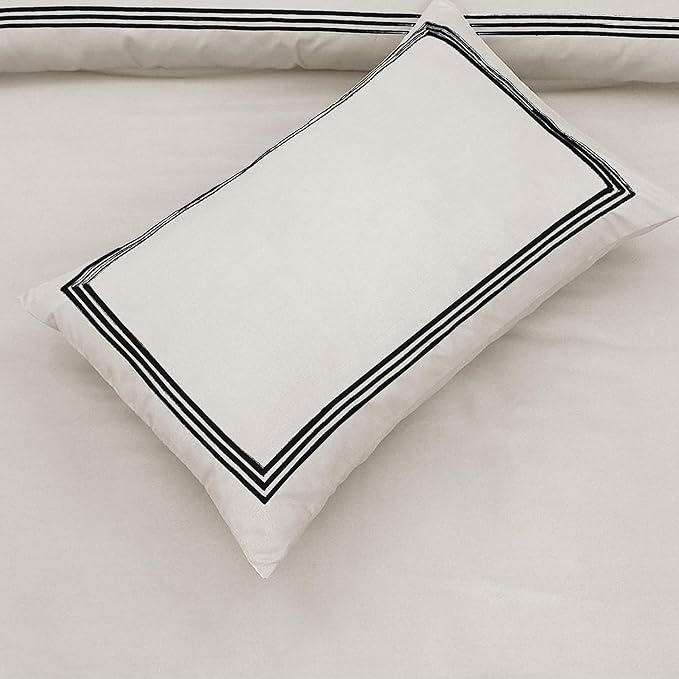 Microfiber Embroidered Bratta Duvet Cover Set Cream 2