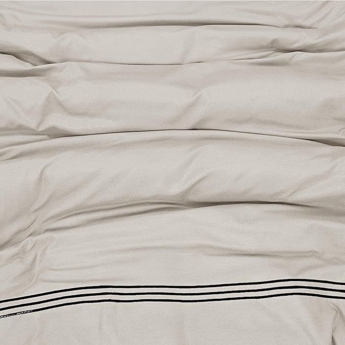 Microfiber Embroidered Bratta Duvet Cover Set Cream 1