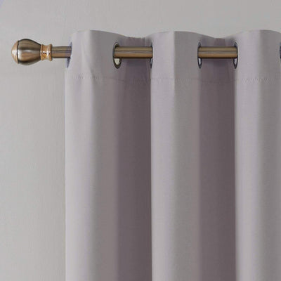 Silver Microfiber Blackout Curtains 2 Panels with Eyelets and Tie Backs