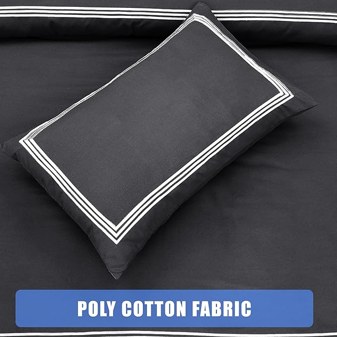 Polycotton Embroidered Bratta Hotel Quality Duvet Cover Set