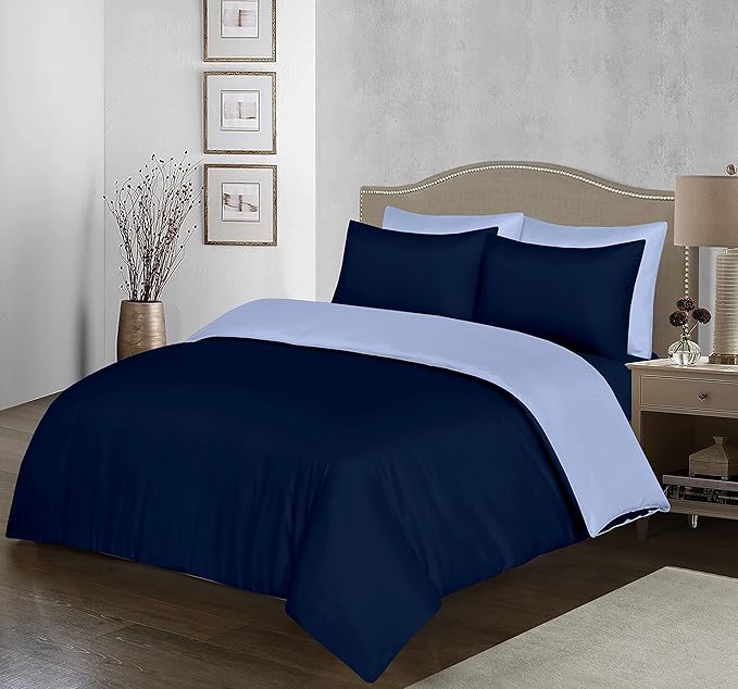 Microfiber Reversible Duvet Cover Set with 2 Pillowcases