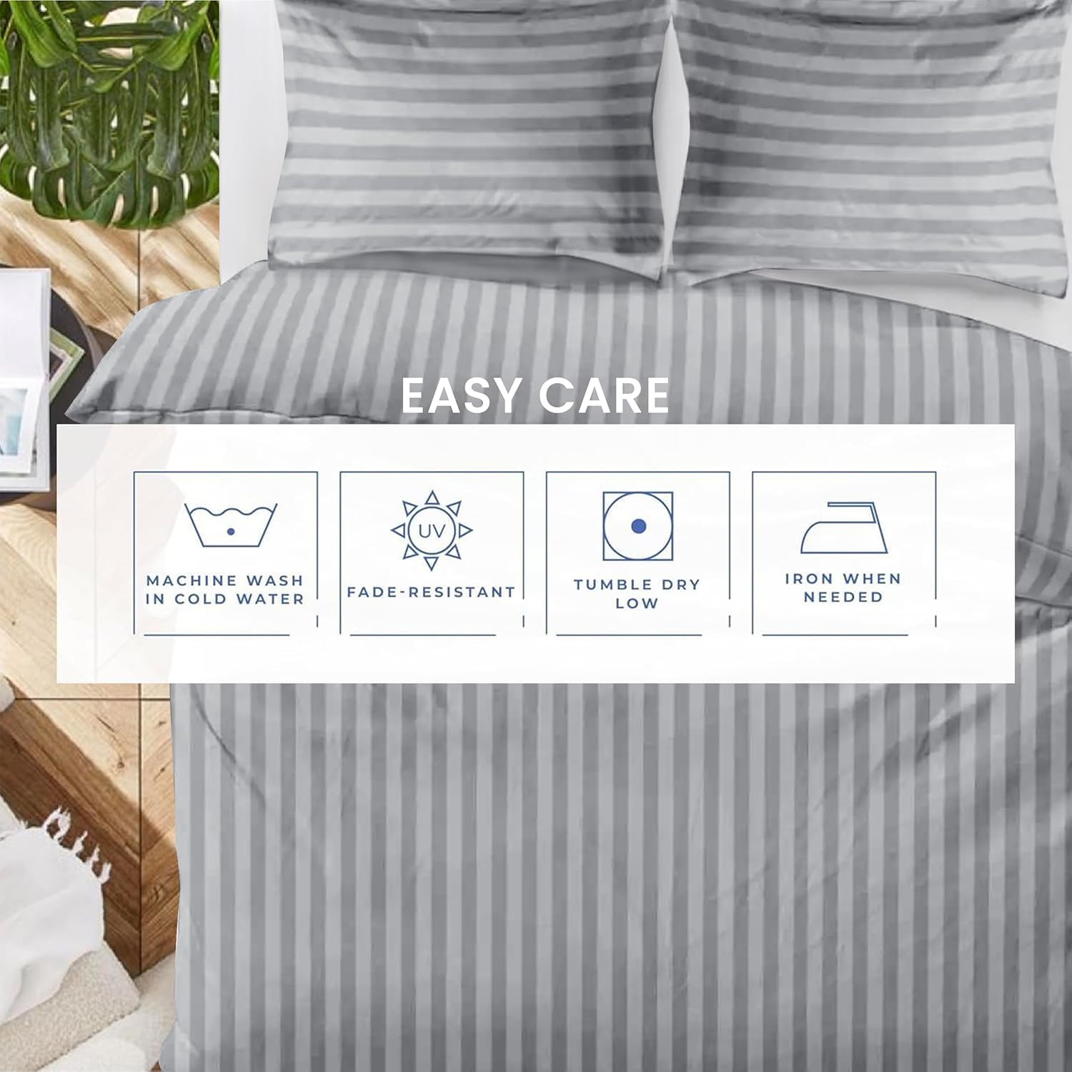 Cotton Satin Stripe Duvet Cover Set – Hotel Quality