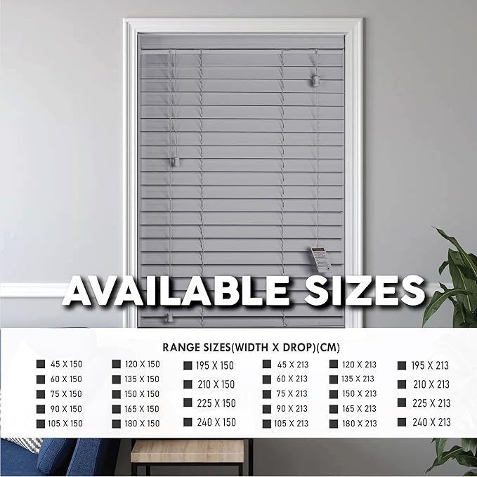 Grey Faux Wood Venetian Blinds with Tape, 50mm Slats