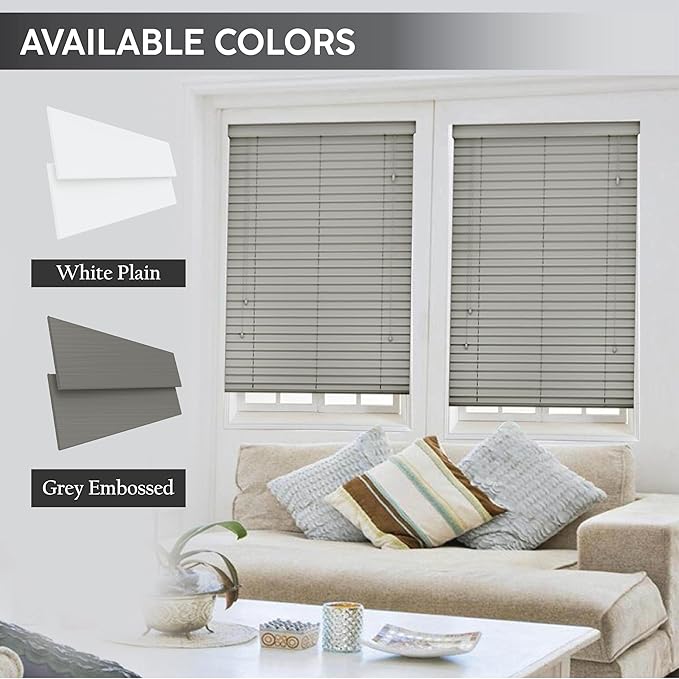 Grey Faux Wood Venetian Blinds with Strings, 50mm