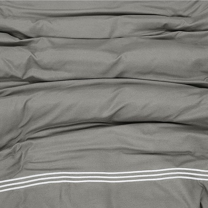 Microfiber Embroidered Bratta Duvet Cover Set Charcoal 1