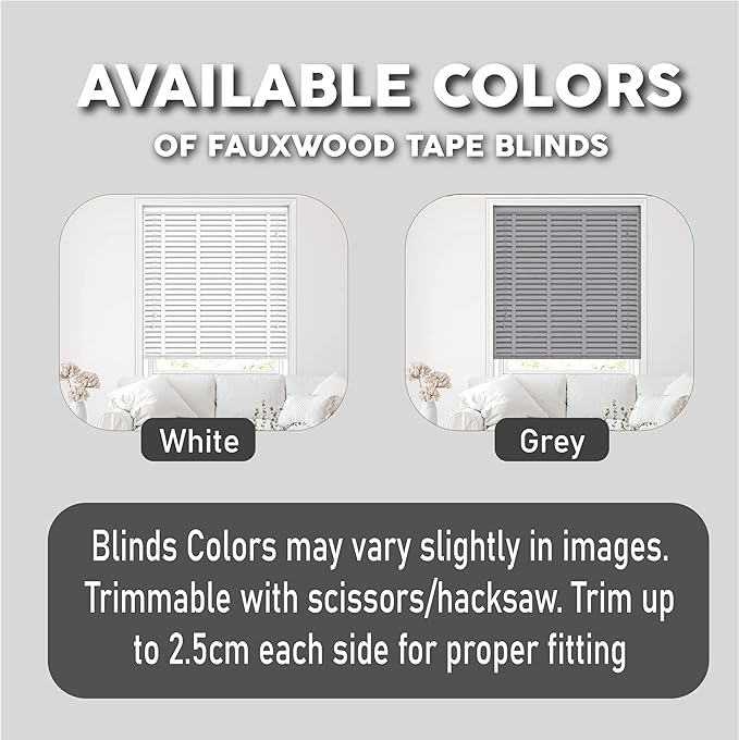 White Faux Wood Venetian Blinds with 50mm Slats