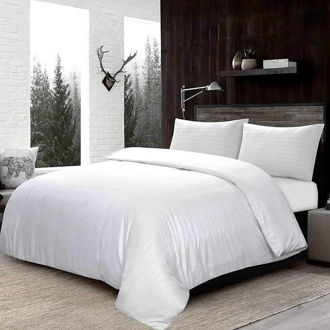Microfiber Satin Stripe Duvet Set – Hotel Quality