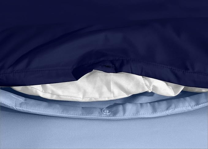 Microfiber Reversible Duvet Cover Set Navy/blue 2