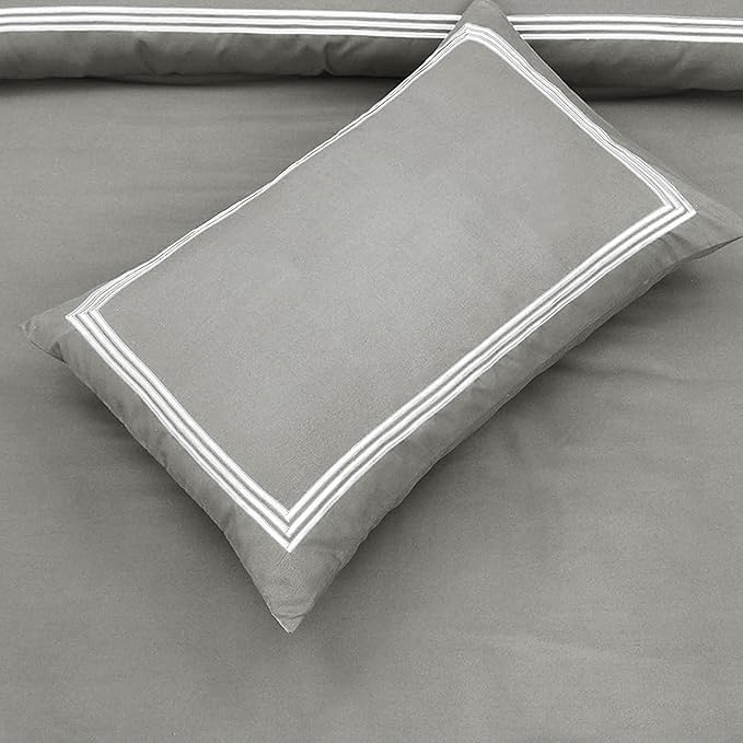 Microfiber Embroidered Bratta Duvet Cover Set Charcoal 2