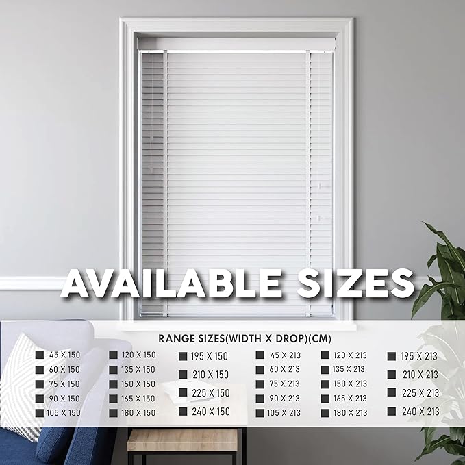 White Faux Wood Venetian Blinds with 50mm Slats