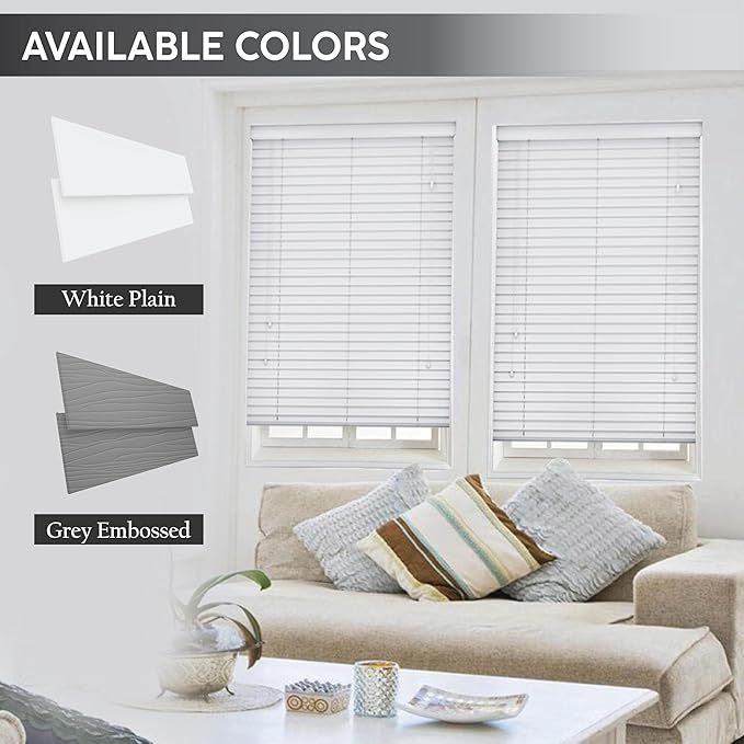 White Faux Wood Venetian Blinds with Strings, 50mm
